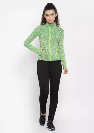 Sports High Neck Contrast Zip Jacket