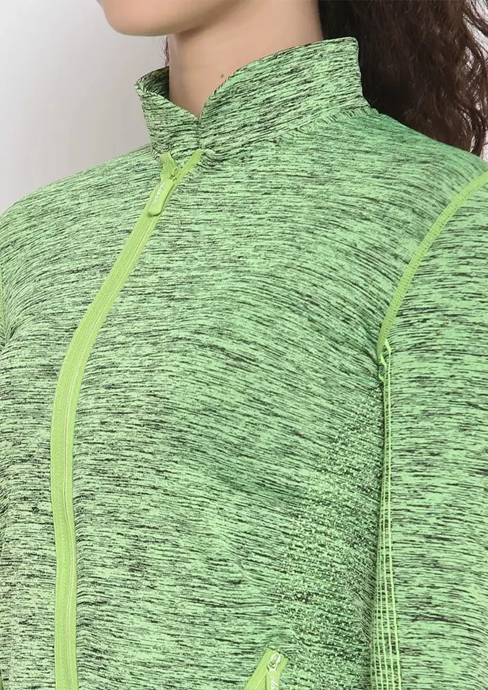 Sports High Neck Contrast Zip Jacket