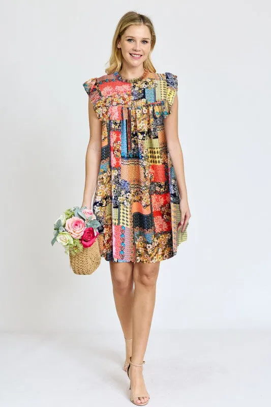 Spring Ruffle Hem Shift Dress