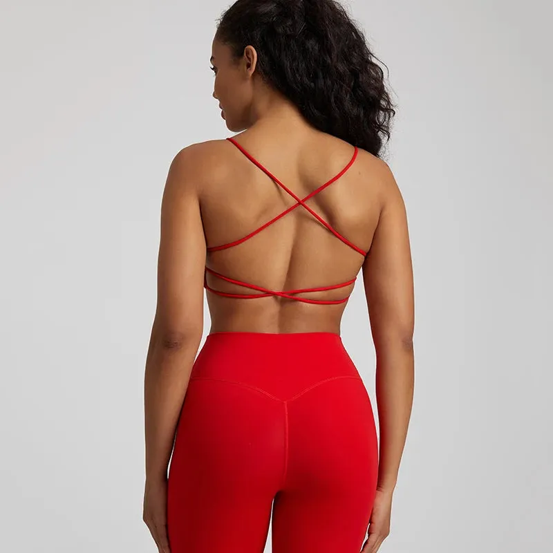 Square Neck Backless Sports Bras for Women