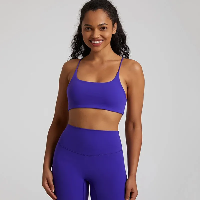 Square Neck Backless Sports Bras for Women