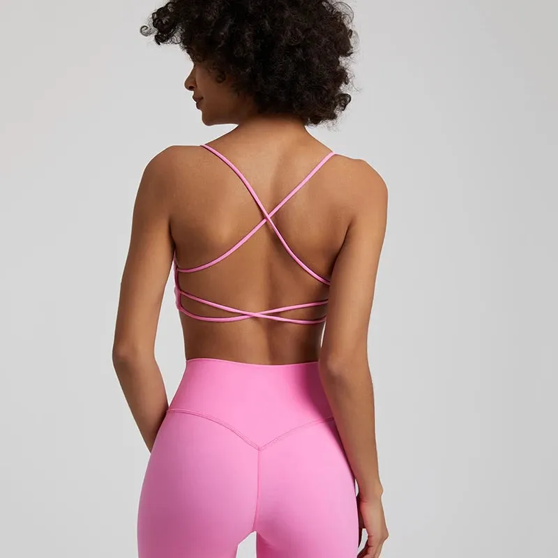 Square Neck Backless Sports Bras for Women