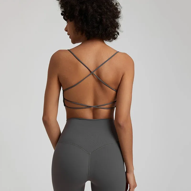 Square Neck Backless Sports Bras for Women