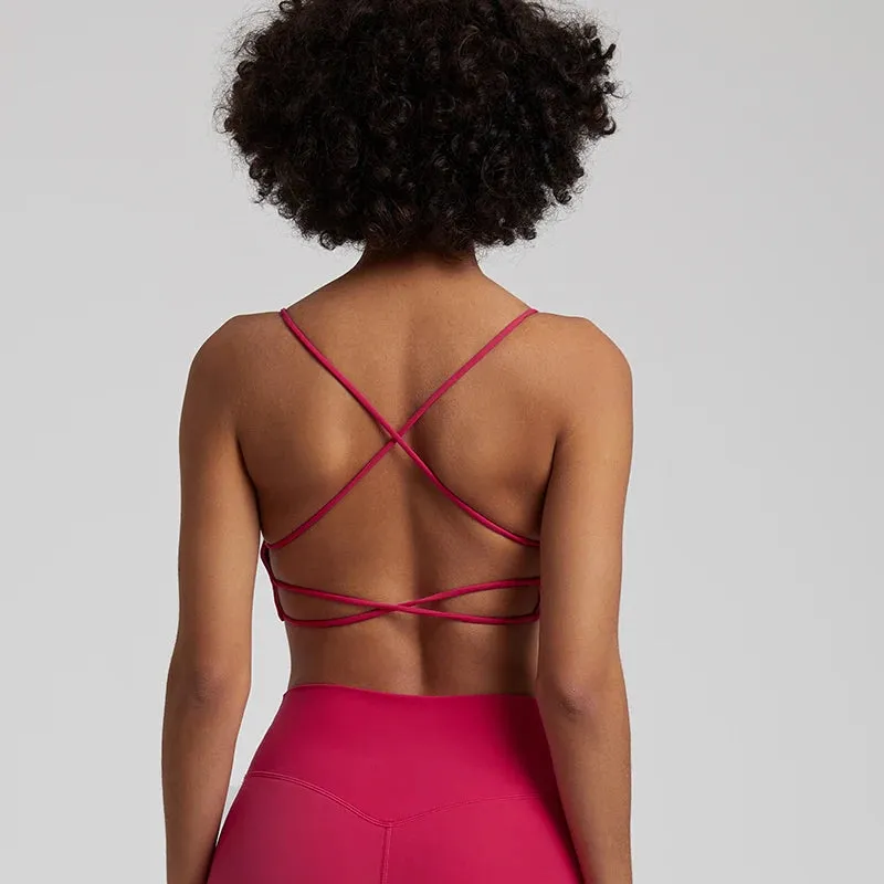 Square Neck Backless Sports Bras for Women