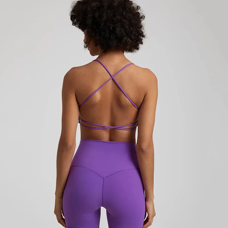 Square Neck Backless Sports Bras for Women