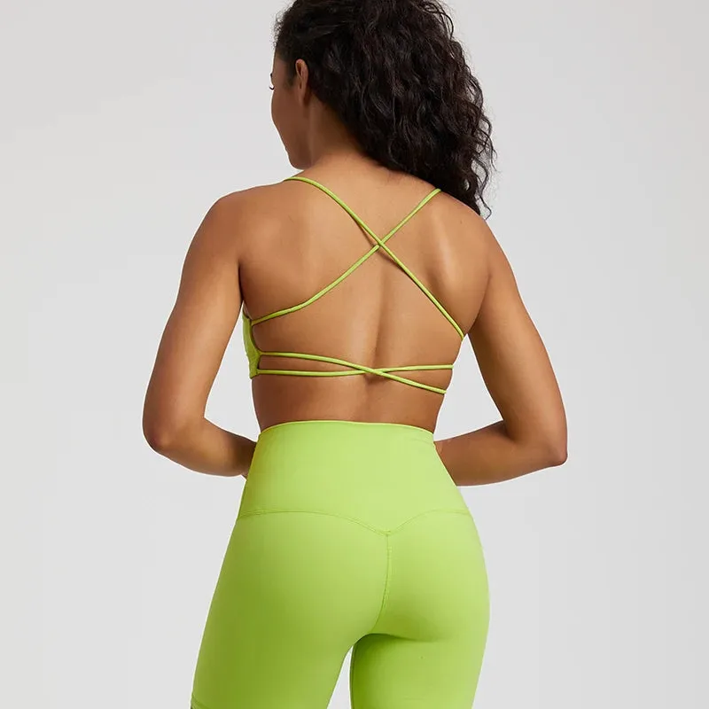Square Neck Backless Sports Bras for Women