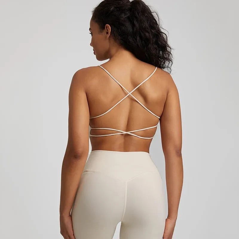 Square Neck Backless Sports Bras for Women