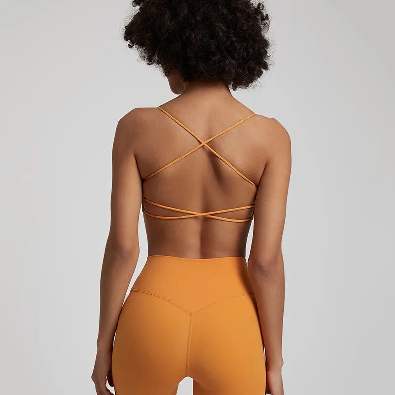 Square Neck Backless Sports Bras for Women
