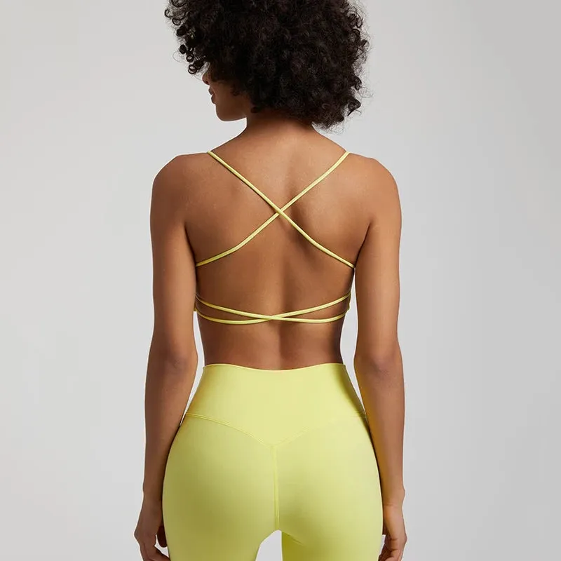Square Neck Backless Sports Bras for Women