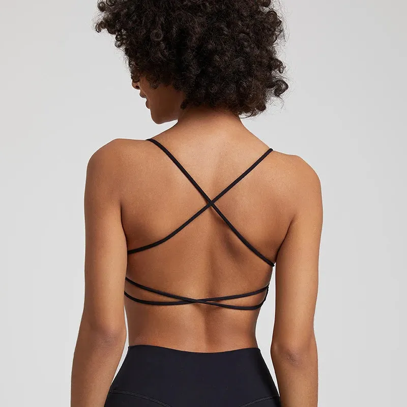 Square Neck Backless Sports Bras for Women