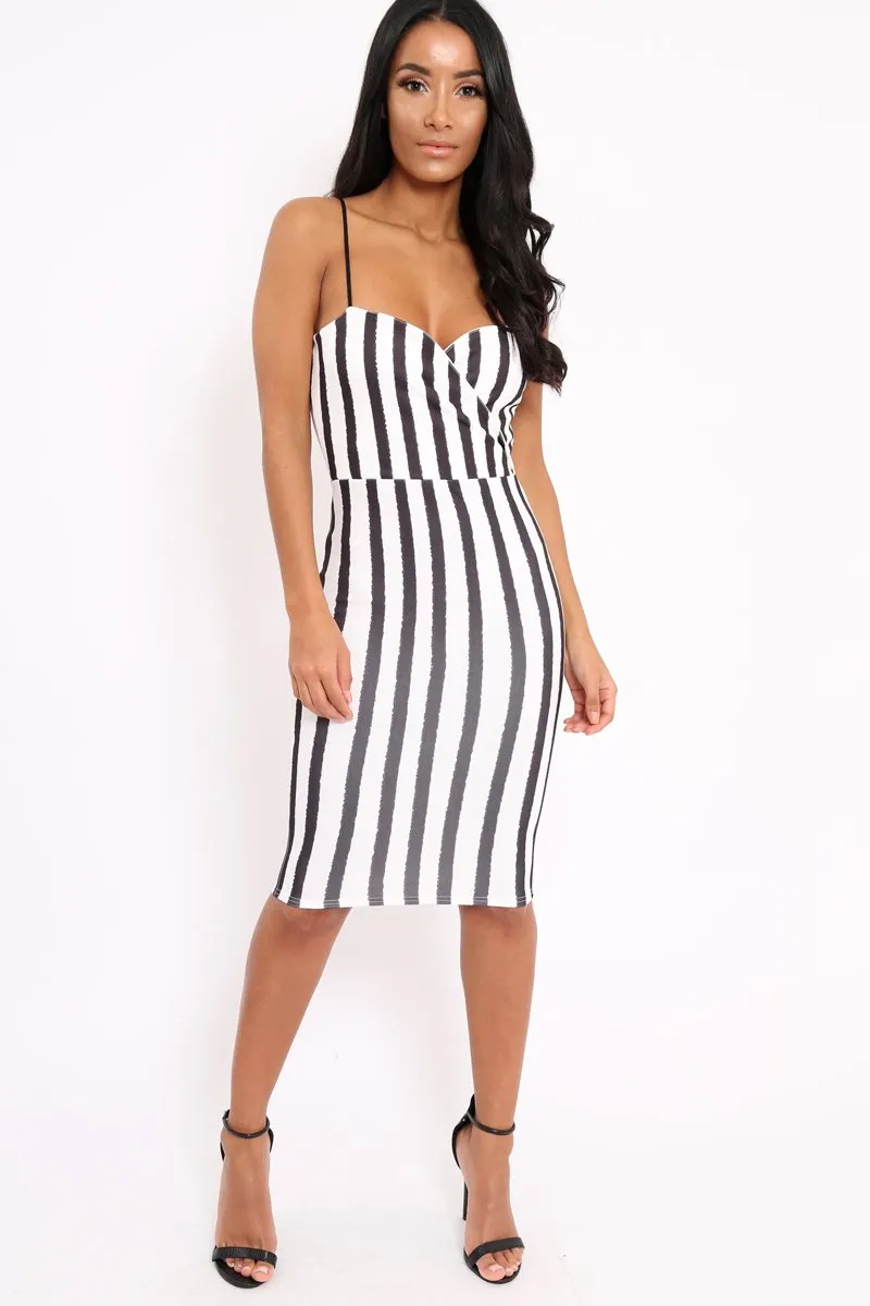 Stripe Wrap Front Bodycon Dress - Tiniqua
