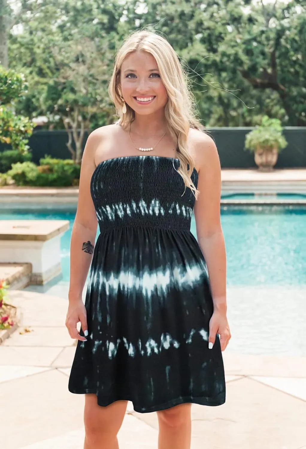 Summer Dress for Women Beach Boho Strapless Cover Ups off Shoulder Floral Sundresses