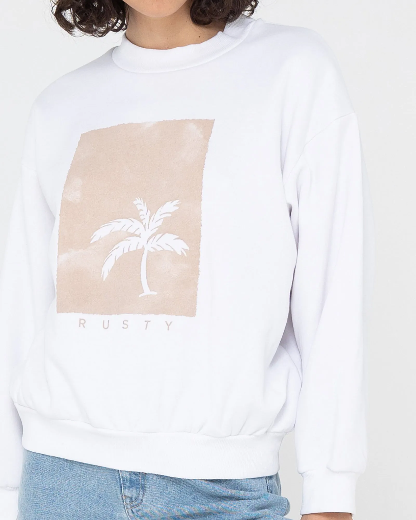 SUNSET PALM OVERSIZE CREW NECK FLEECE