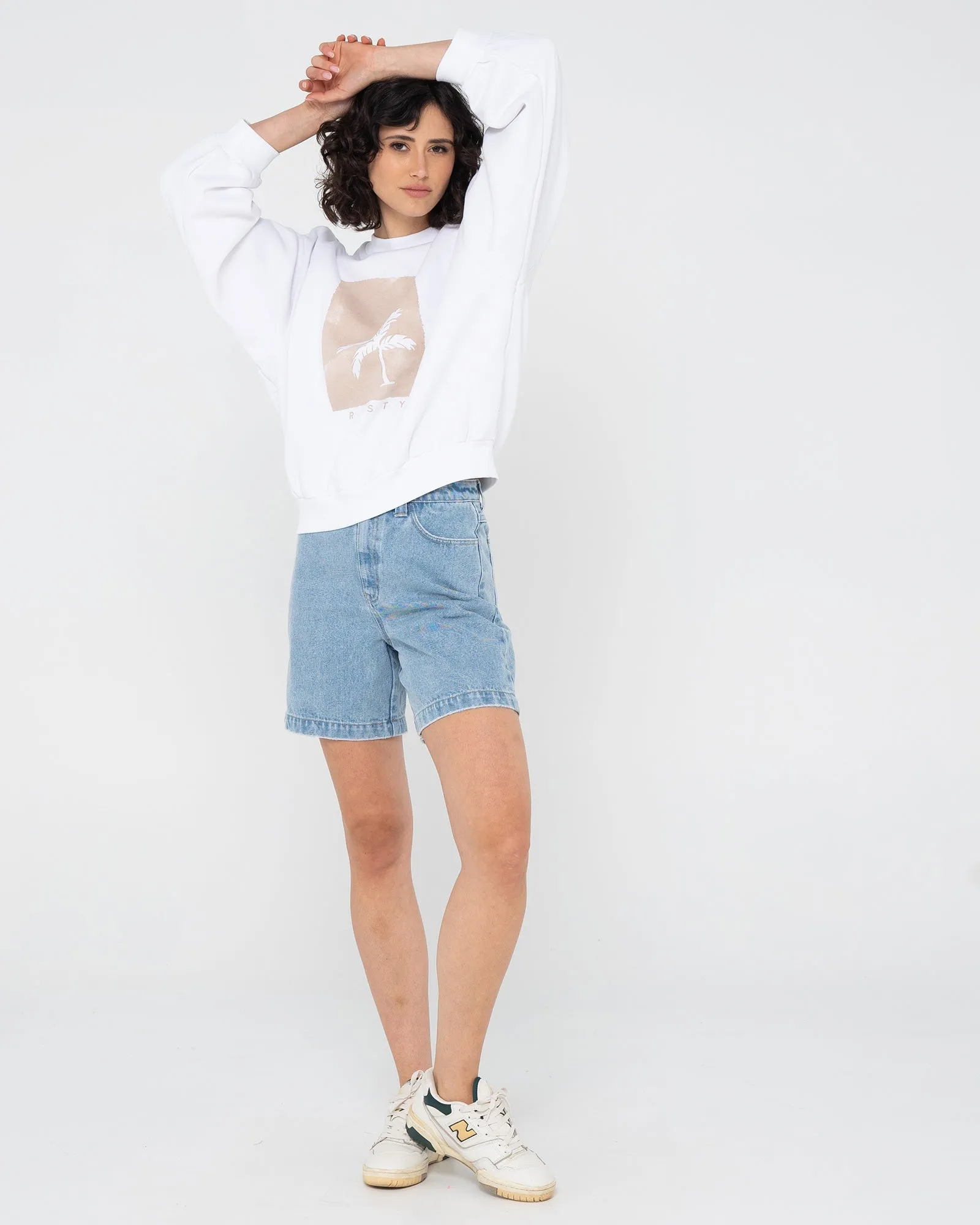SUNSET PALM OVERSIZE CREW NECK FLEECE