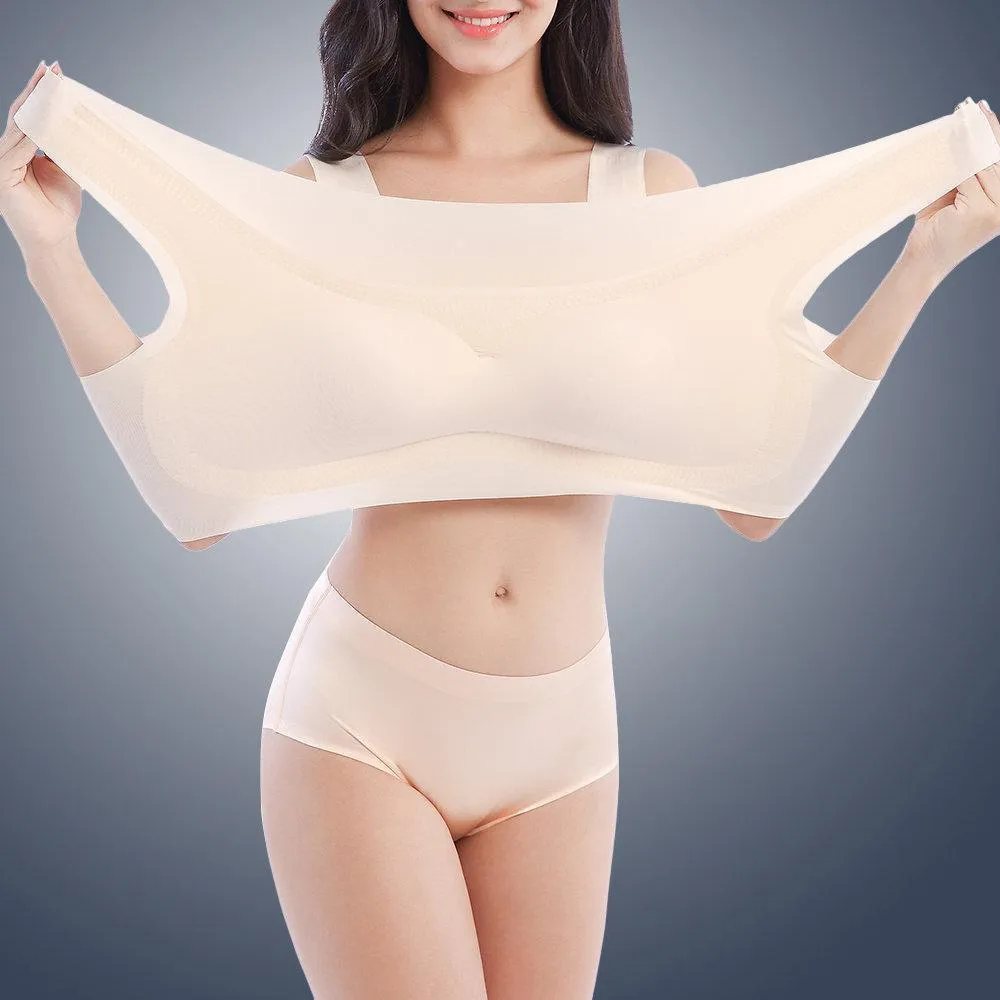 Super Comfy High Elastic Wireless Full Busty Soft Bras - Black