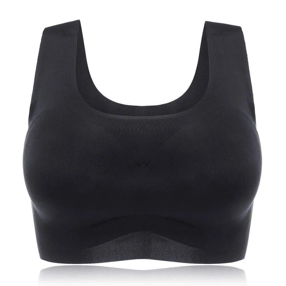 Super Comfy High Elastic Wireless Full Busty Soft Bras - Black