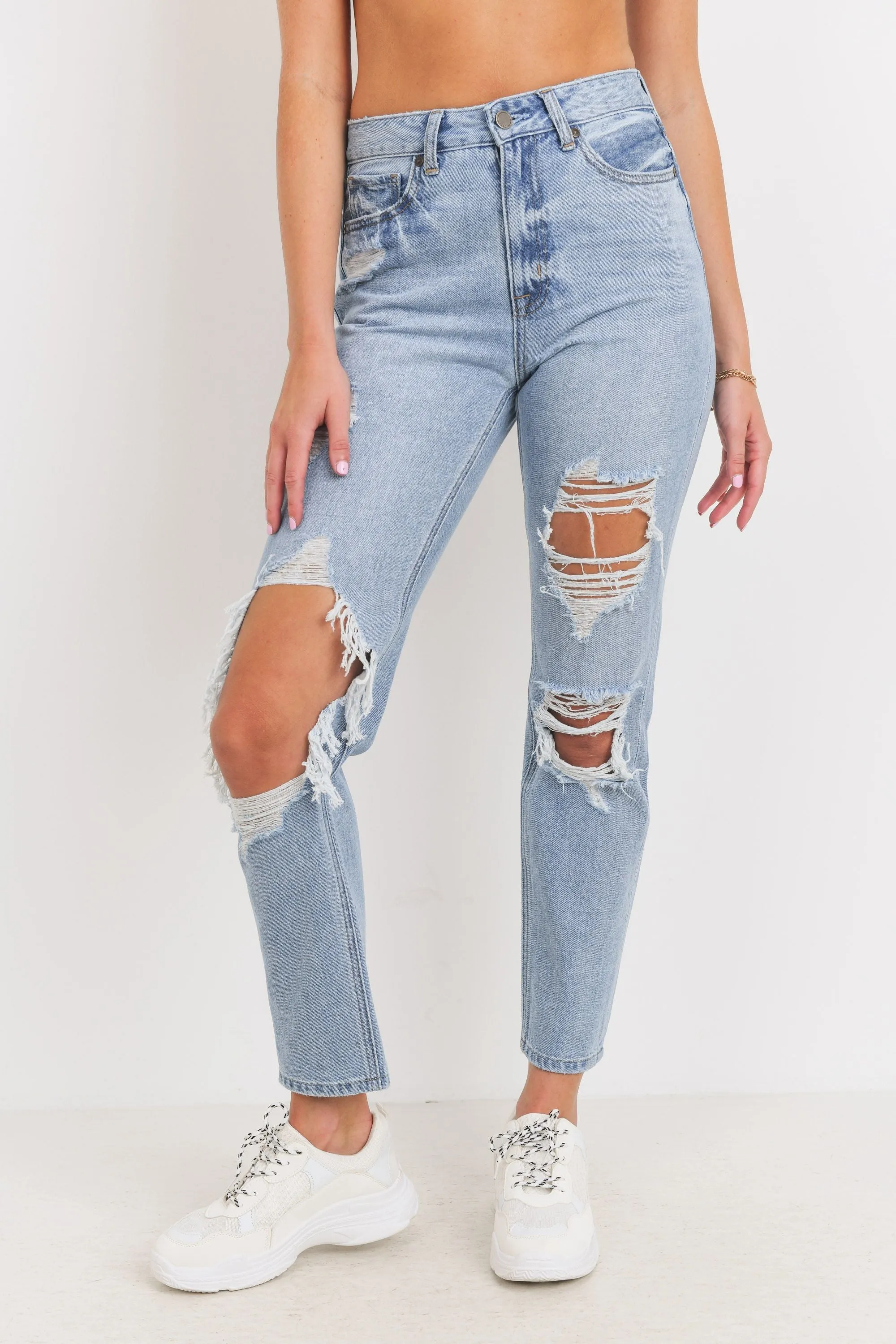 Super Distressed Girlfriend Jeans
