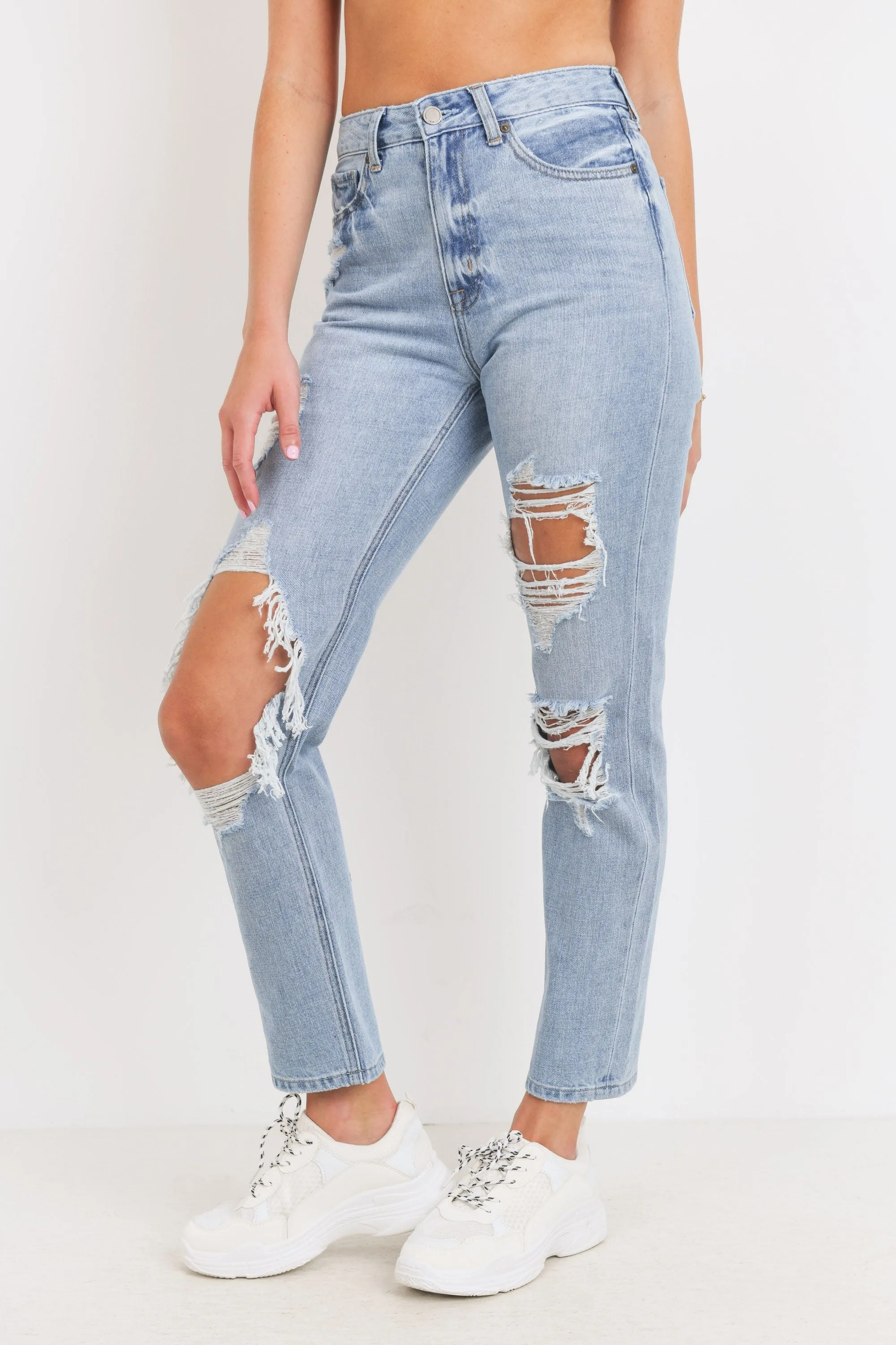 Super Distressed Girlfriend Jeans