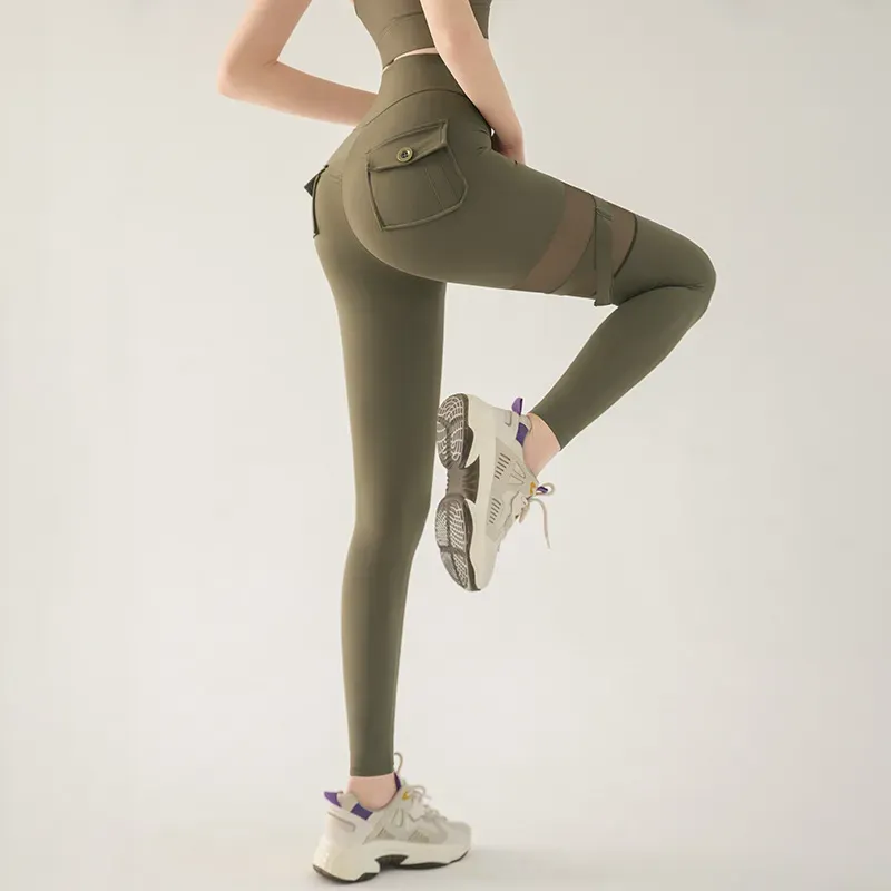 TeaseMe High-Waist Sheer Panel Strap Pocket Leggings