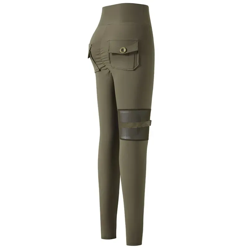 TeaseMe High-Waist Sheer Panel Strap Pocket Leggings