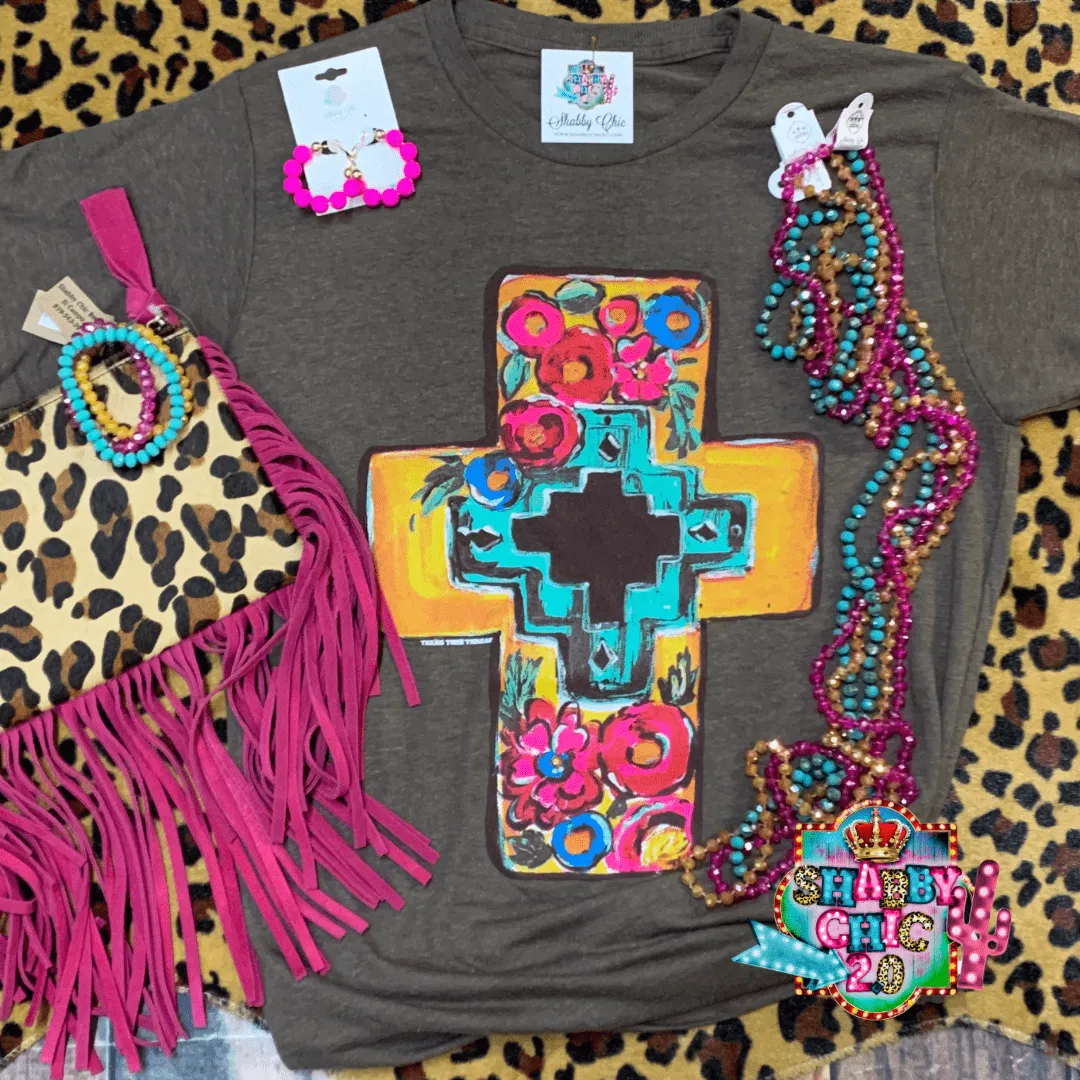 Texas True Threads Floral Cross Tee