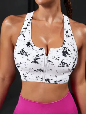 Tie Dye Crisscross Backless Sports Bra