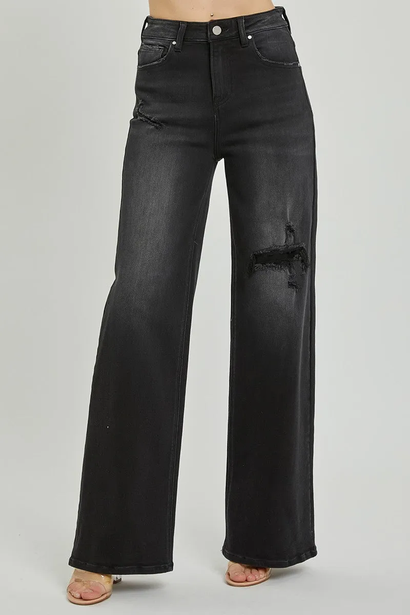 Time After Time Risen Distressed Wide Leg Jeans