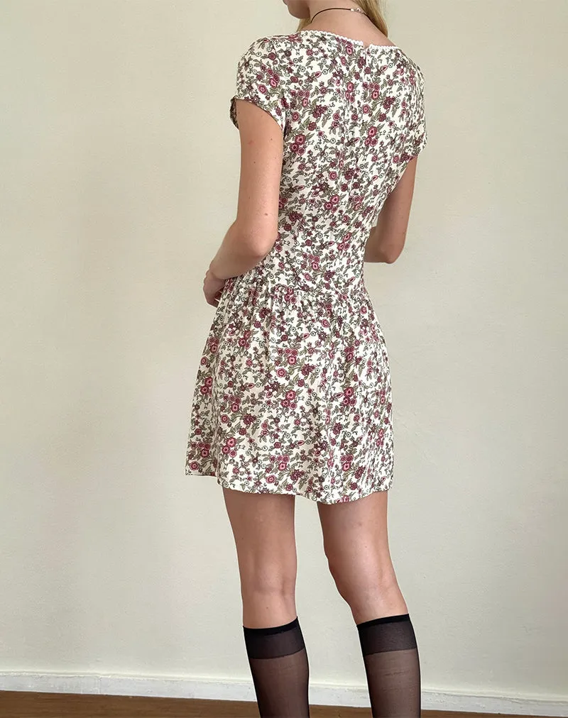 Tipani Mini Dress in Vintage Bloom Ivory