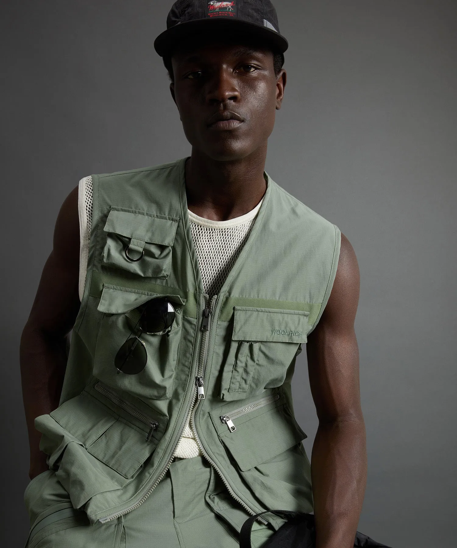 Todd Snyder x Woolrich Fishing Vest in Sage