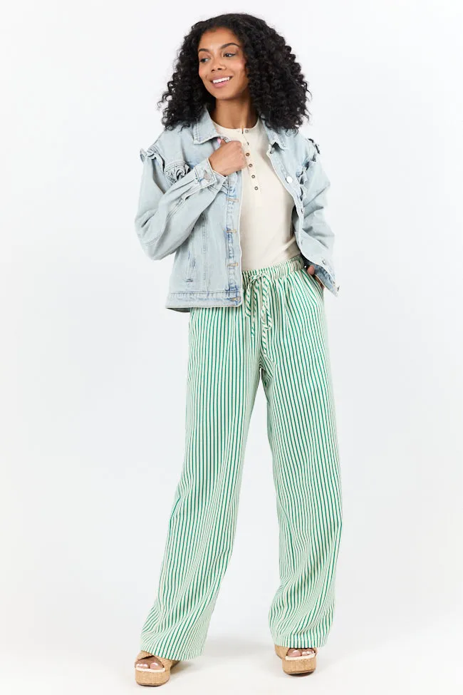 Told You So Light Wash Ruffle Trim Denim Jacket