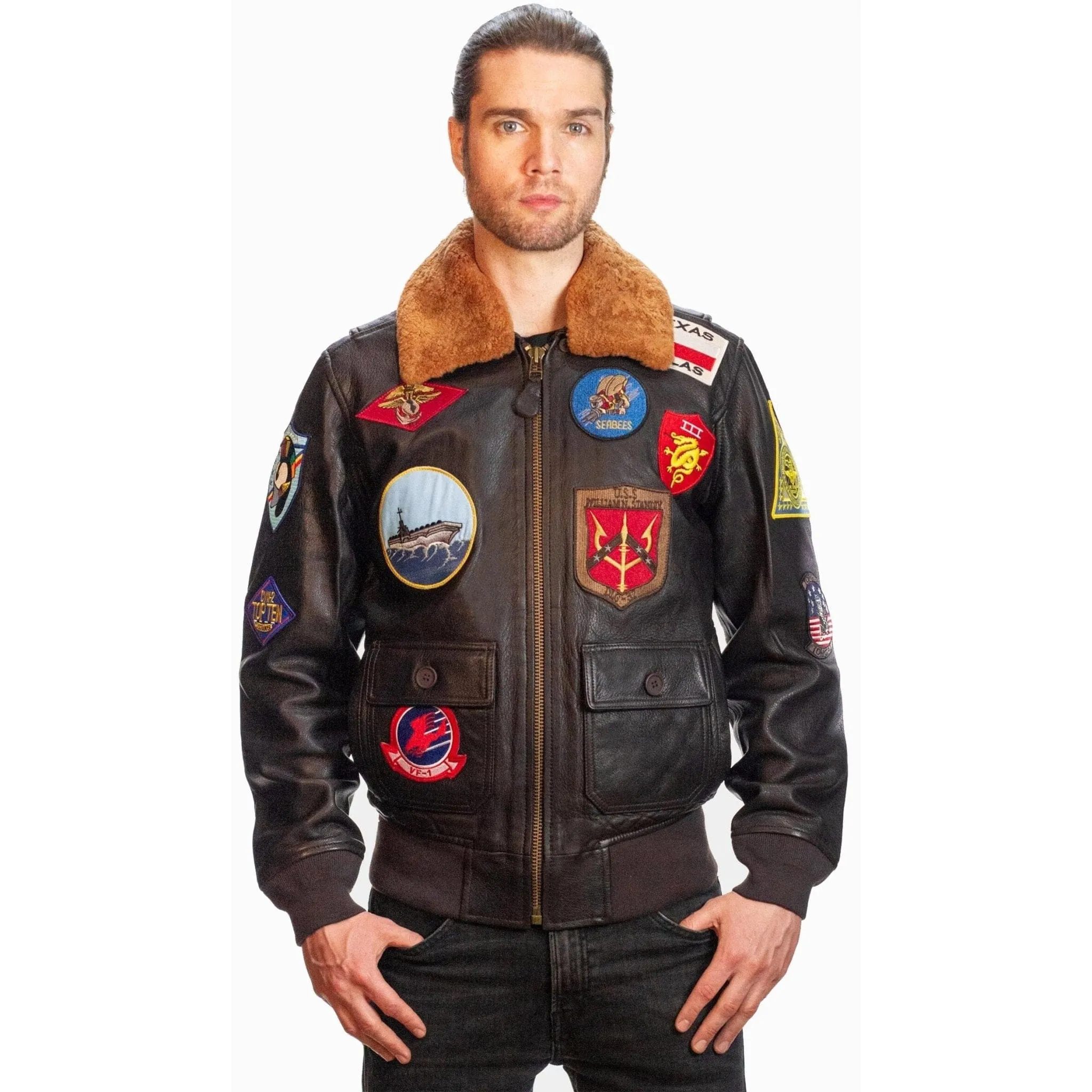 Top Gun® Official G-1 Leather Jacket with Patches