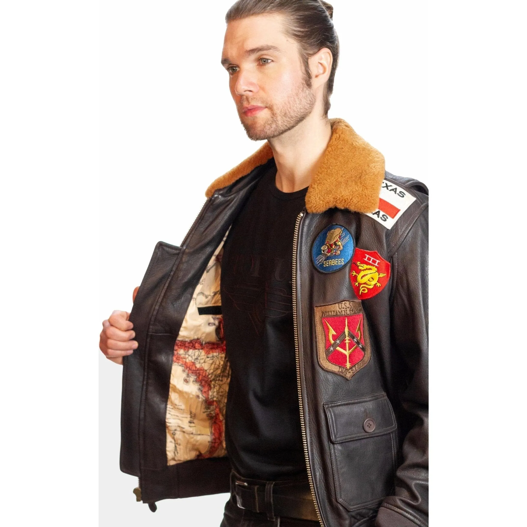 Top Gun® Official G-1 Leather Jacket with Patches