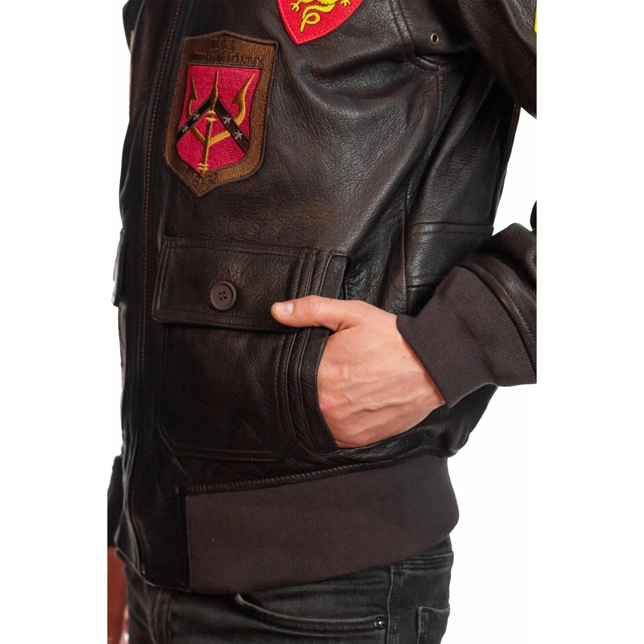 Top Gun® Official G-1 Leather Jacket with Patches