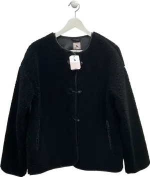 TU Black Faux Shearling Coat UK 10