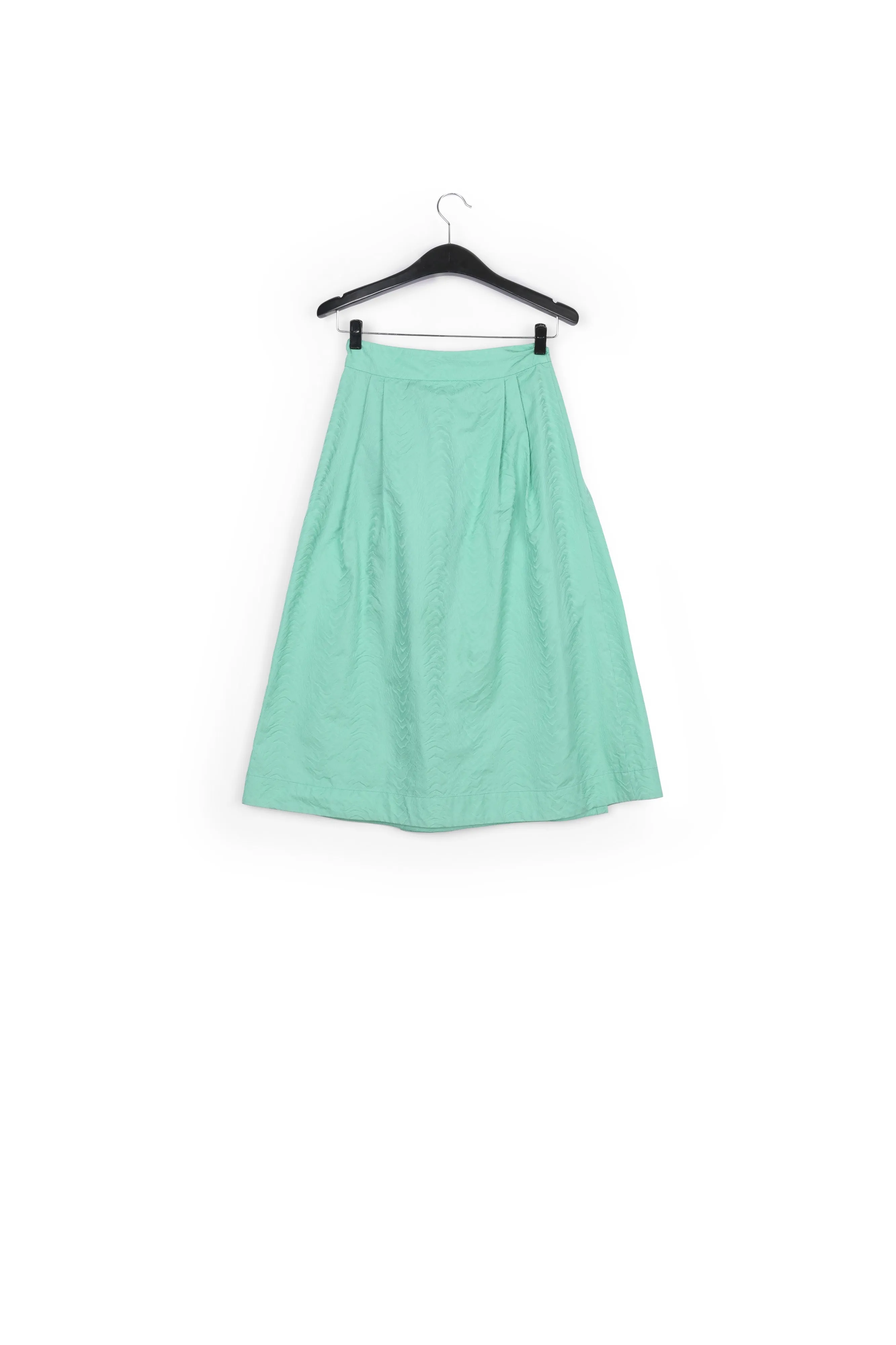 Turquoise jacquard midi-length wrap skirt