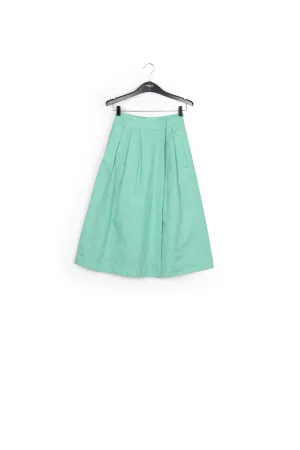 Turquoise jacquard midi-length wrap skirt