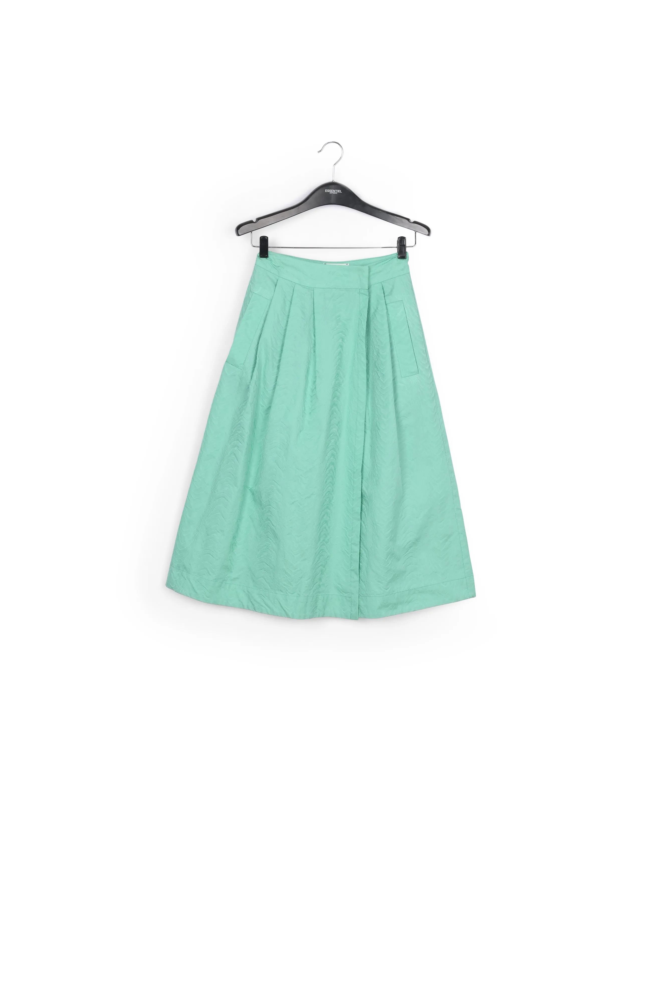 Turquoise jacquard midi-length wrap skirt