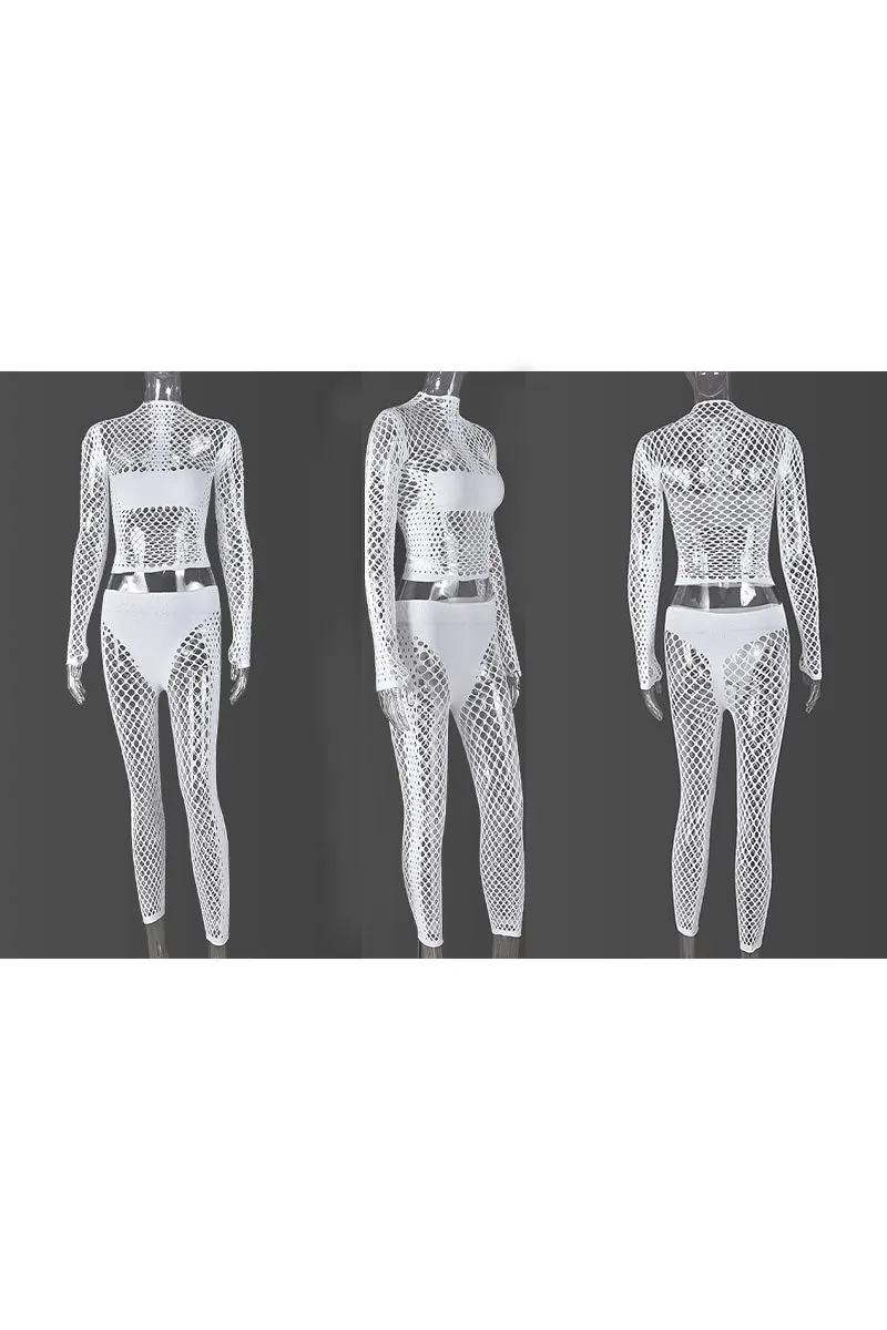 UI0401 Fishnet Mesh Leggings Set