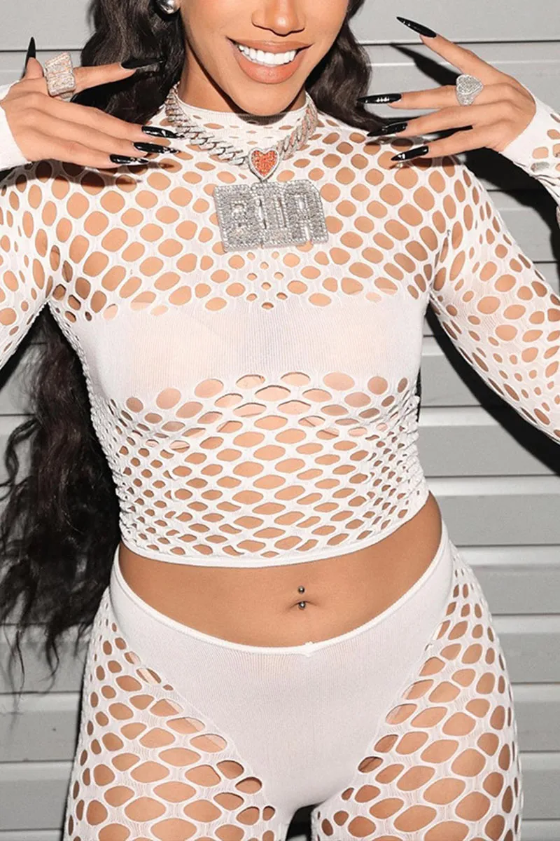 UI0401 Fishnet Mesh Leggings Set