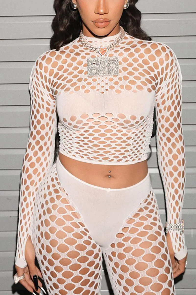 UI0401 Fishnet Mesh Leggings Set
