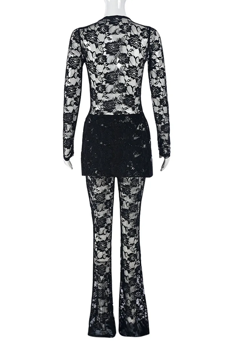 UN0200 Lace Bodysuit and Leggings Set
