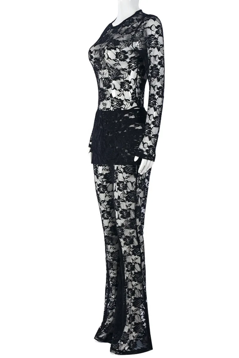 UN0200 Lace Bodysuit and Leggings Set