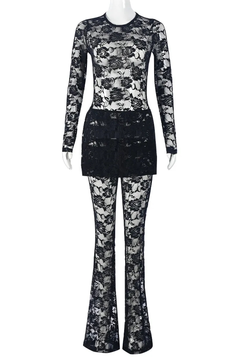 UN0200 Lace Bodysuit and Leggings Set