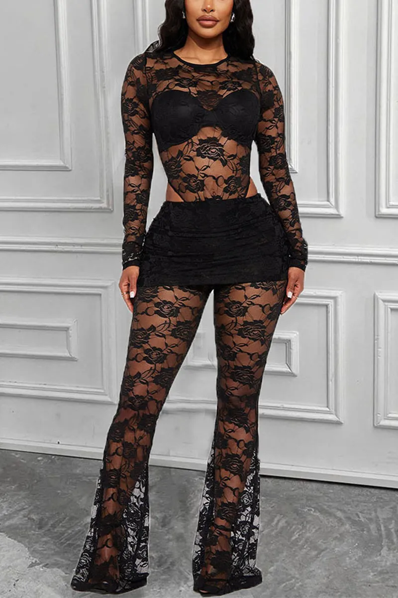 UN0200 Lace Bodysuit and Leggings Set