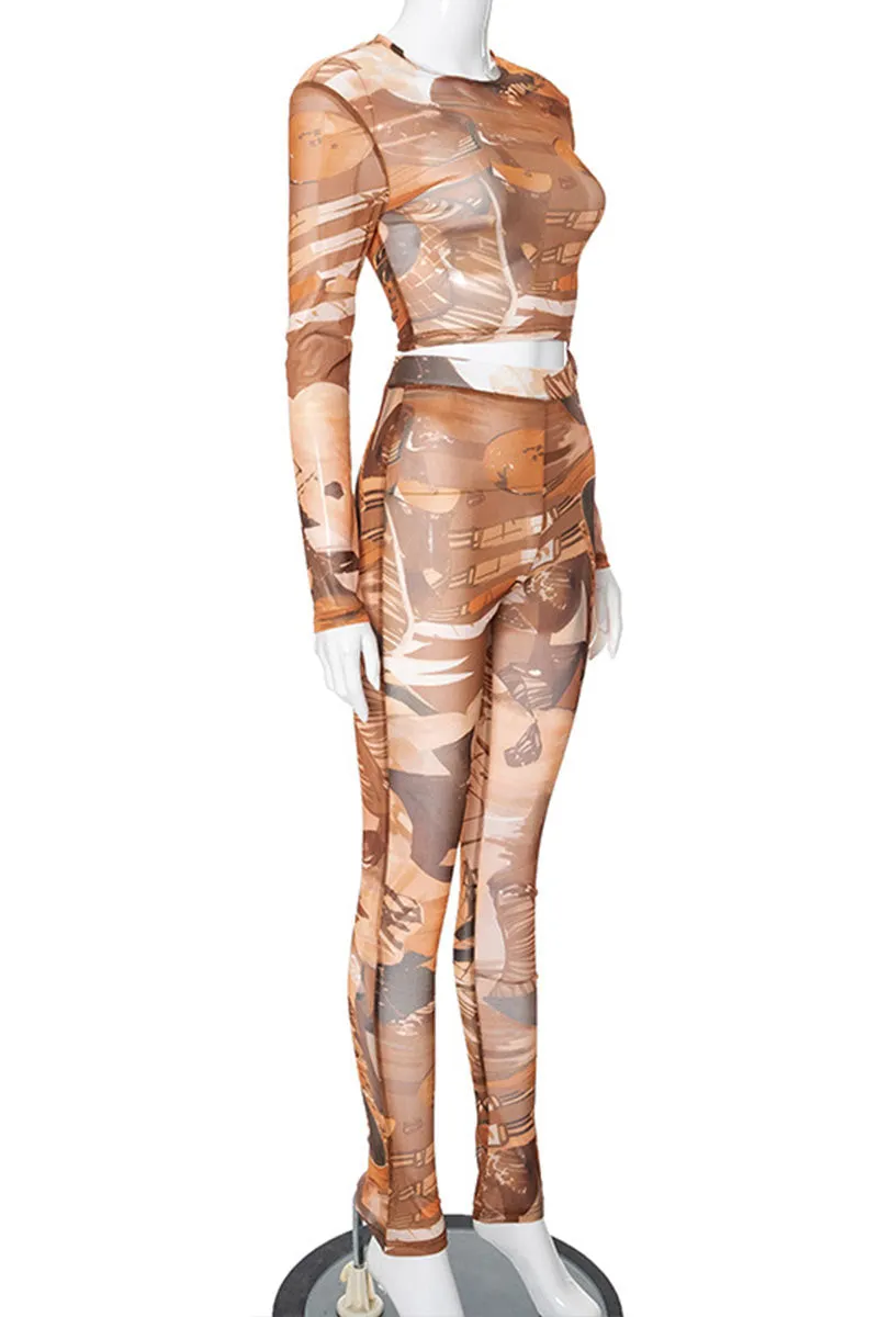 UN0325 Mesh Shirt and Leggings Set