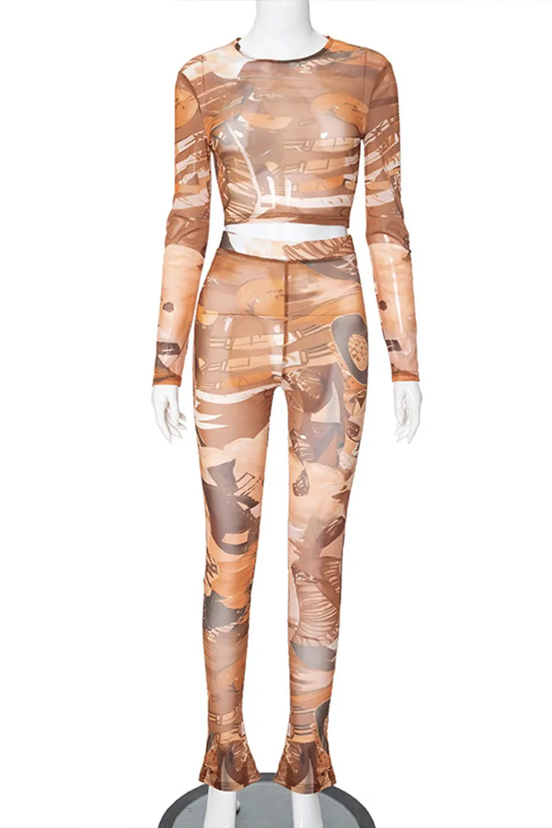 UN0325 Mesh Shirt and Leggings Set