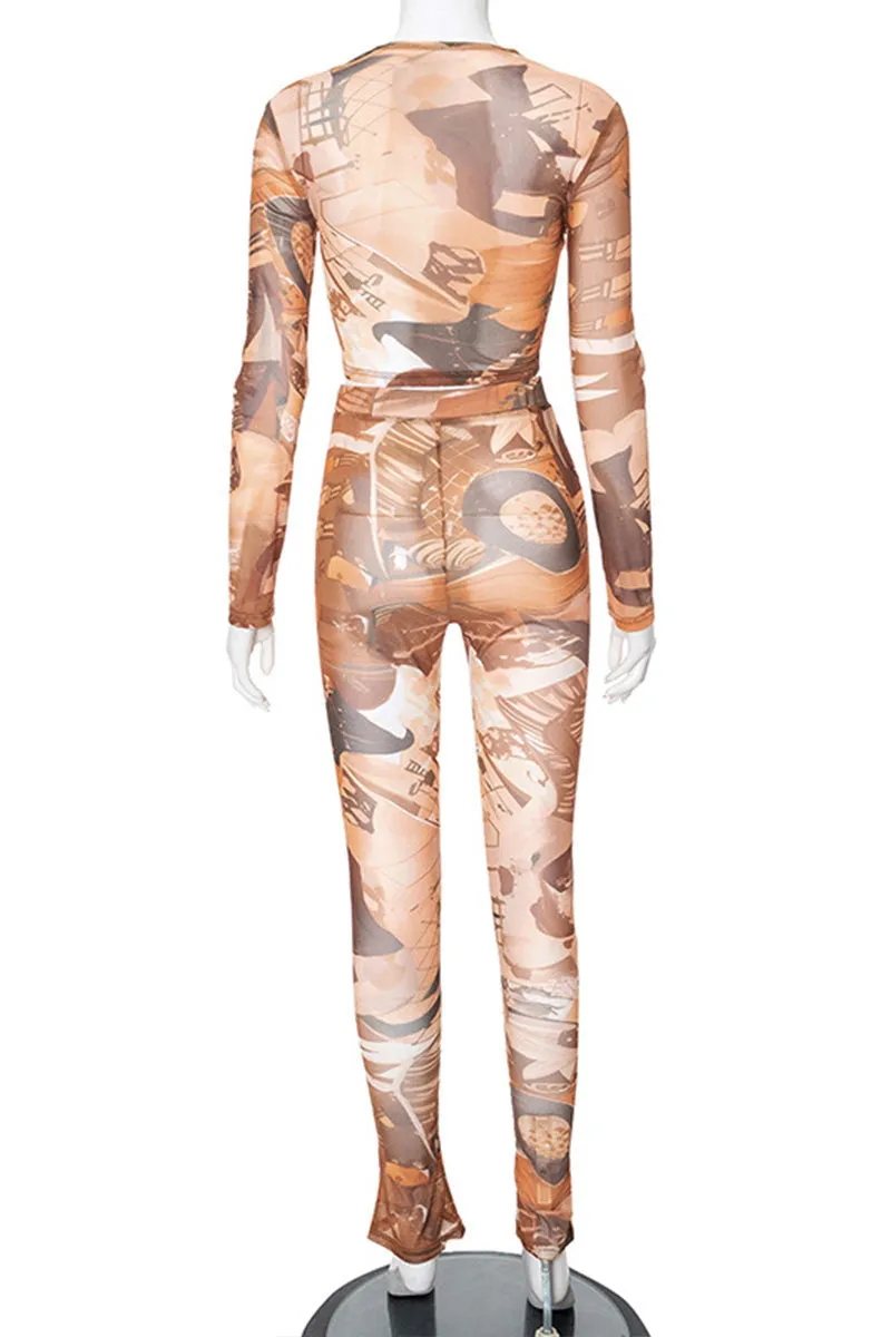 UN0325 Mesh Shirt and Leggings Set