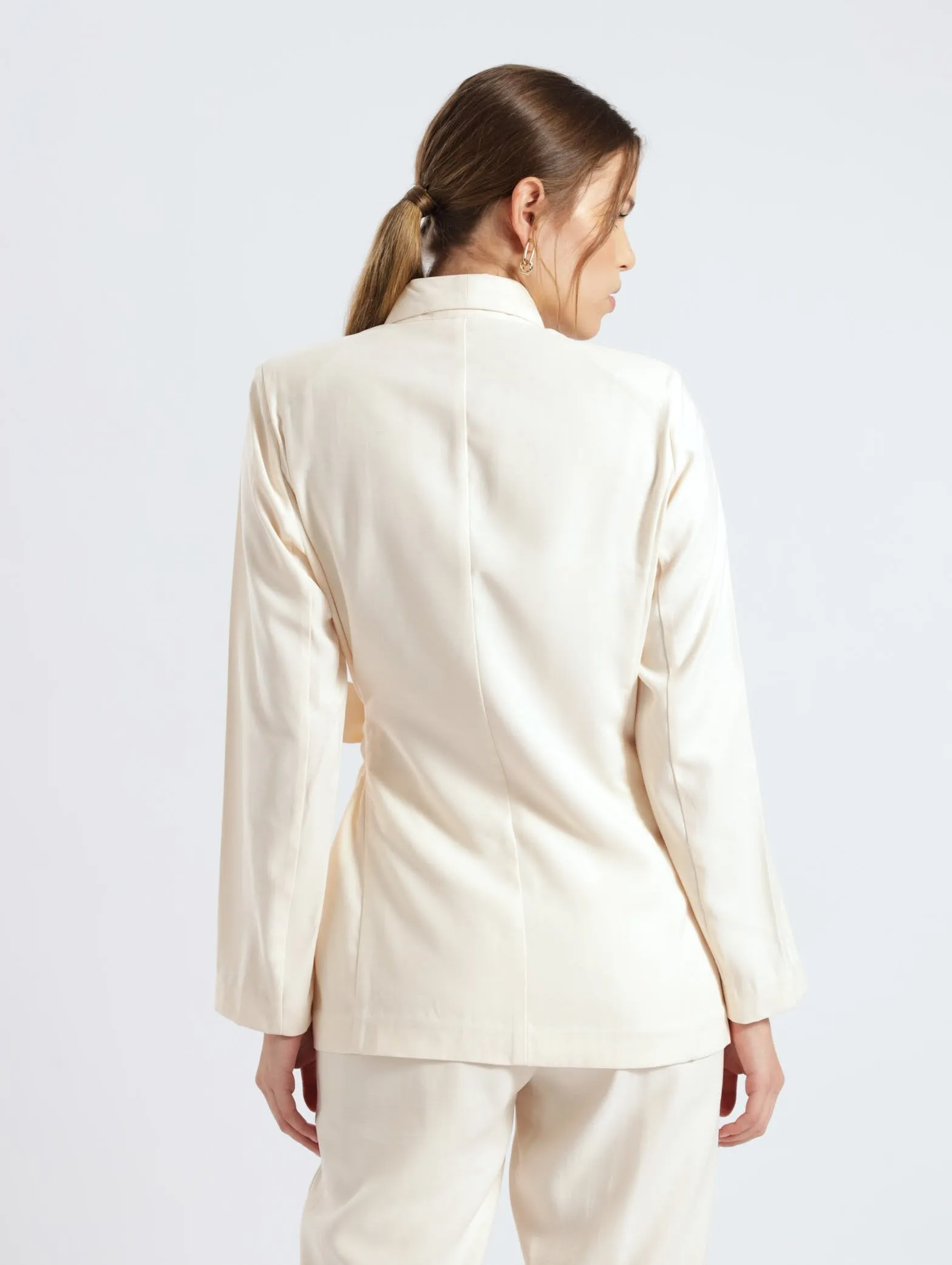 Unlined Wrap Blazer Jacket - Stone