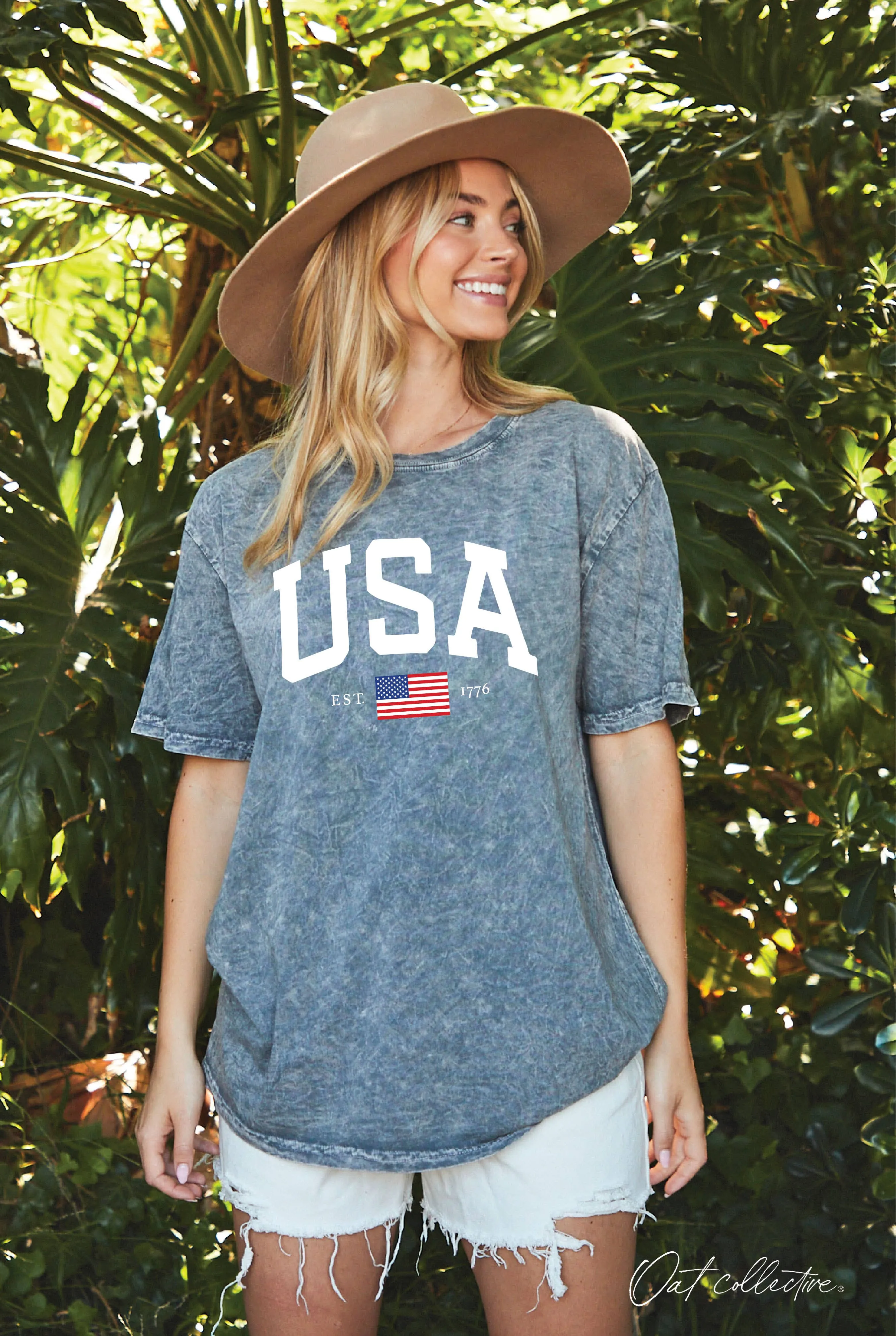 USA EST.1776 Mineral Graphic Top