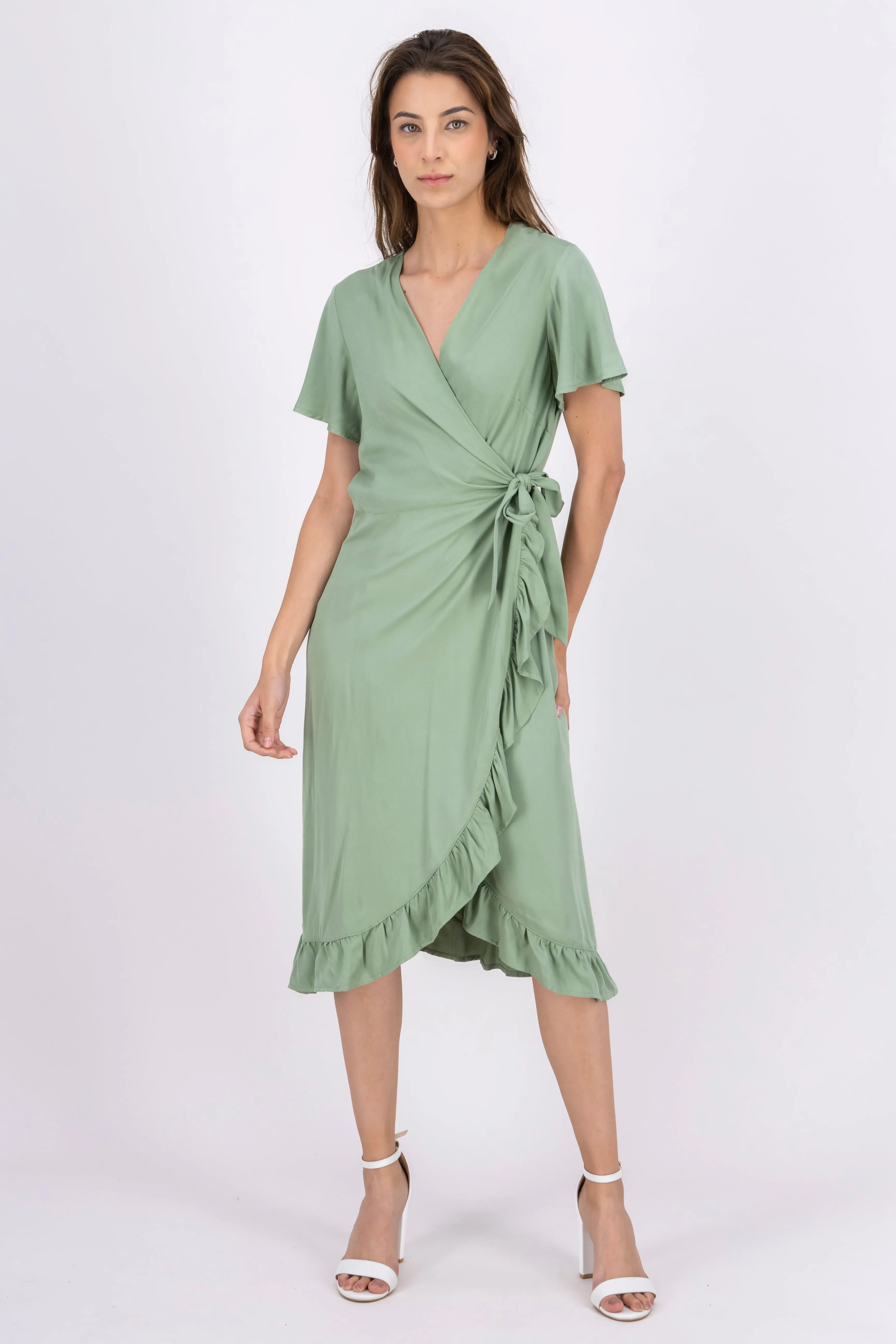 Vestido midi wrap olanes